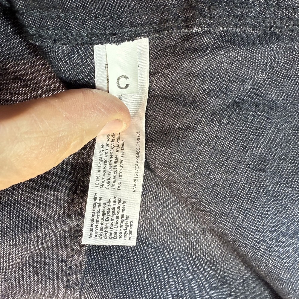 Eileen Fisher Swing Blouse Women XS Charcoal Hi-Low 100% Organic Linen Lagenlook - Picture 7 of 7